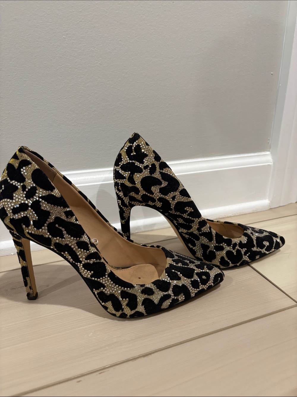 Gianni Bini Black and Gold Crystal-Accent Pointed Toe Pumps - Picture 3 of 6